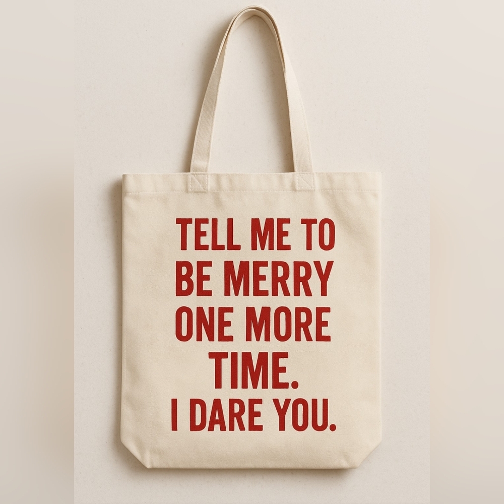 Funny Holiday Shopping Custom Canvas Tote Bag